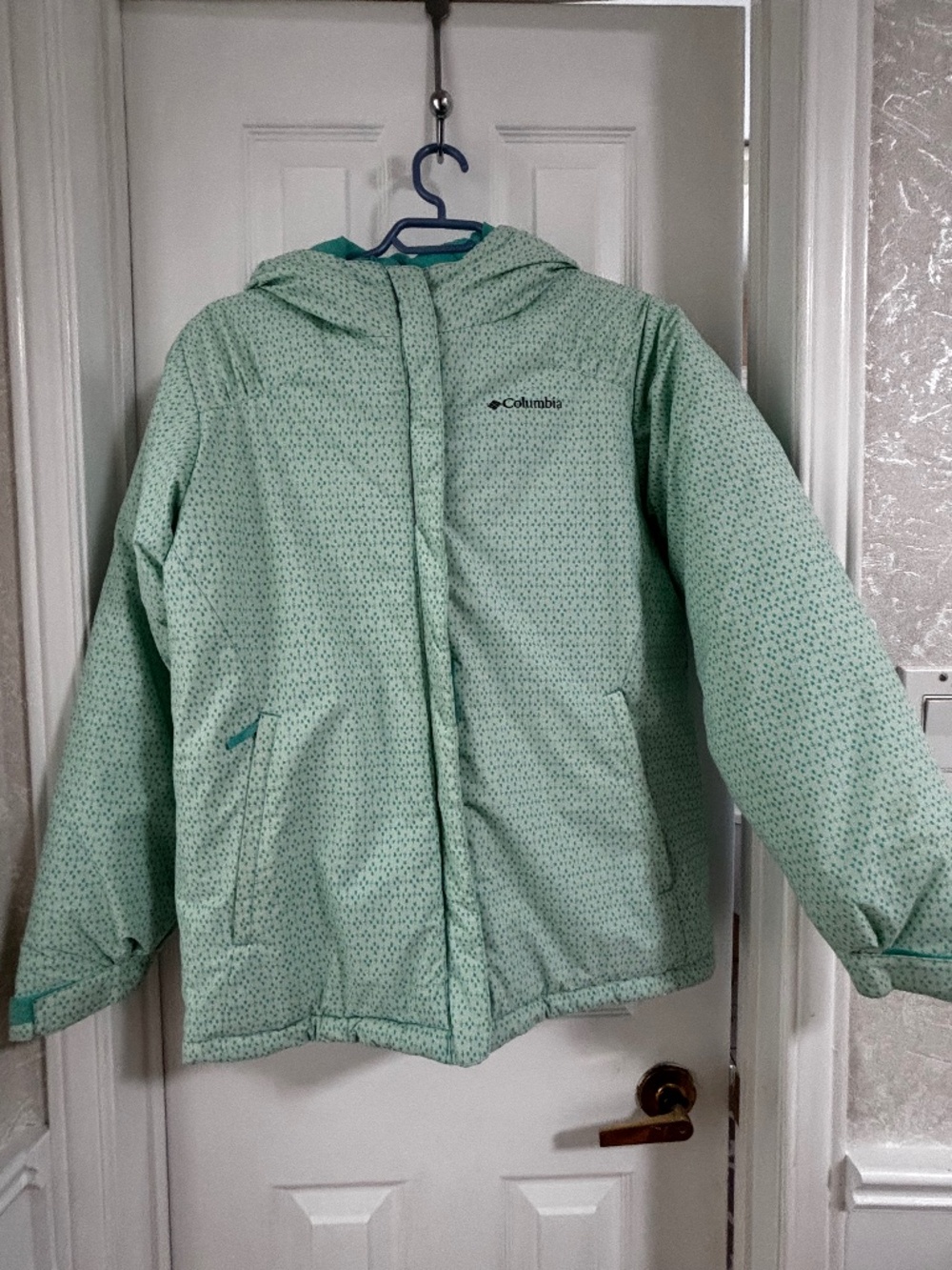 Columbia Girls Horizon Ride Winter Jacket Mint Green Pattern Size Kids XL (18/20